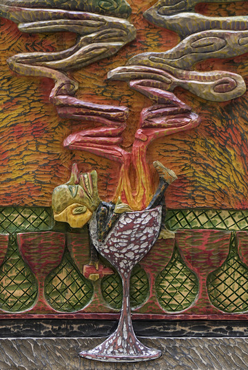 Mathis Collins
*Le buveur d’absinthe*, 2020
Lime wood, pigments
90 × 54,5 cm - © &copy; Renaud Jerez, Paris Internationale