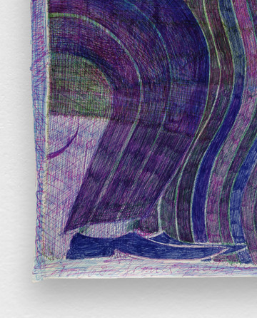 Anne Bourse
*Stupid sun who can’t stop moving (Leash)*, 2020
Felt pen and ballpoint pen on coated paper
42 × 30 cm - © &copy; Aur&eacute;lien Mole, Paris Internationale