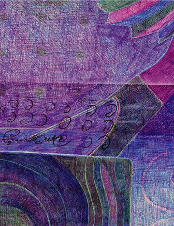 Anne Bourse
*Stupid sun who can’t stop moving (Leash)*, 2020
Felt pen and ballpoint pen on coated paper
42 × 30 cm - © &copy; Aur&eacute;lien Mole, Paris Internationale