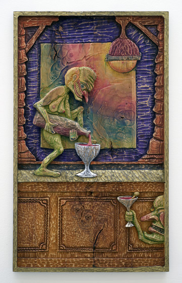 Mathis Collins
*The Olive*, 2020
Lime wood, pigments
90 × 54,5 cm - © &copy; Renaud Jerez, Paris Internationale