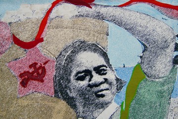 Patricia Kaersenhout
Food for Thought - Elma Francois, 2018
Collage of textiles, photographic print on cotton, beads, African fabric, felt
120 x 110 cm, unique (pi 3.) (detail) - © the artist and Wilfried Lentz Rotterdam, Paris Internationale