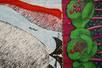 Patricia Kaersenhout
Food for Thought - Elma Francois, 2018
Collage of textiles, photographic print on cotton, beads, African fabric, felt
120 x 110 cm, unique (pi 3.) (detail) - © the artist and Wilfried Lentz Rotterdam, Paris Internationale