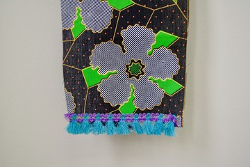 Patricia Kaersenhout
Food for Thought - Paulette Nardal, 2018
Collage of textiles, photographic print on cotton, beads, African fabric, felt
147 x 109 cm, unique (PI-3) (detail) - © the artist and Wilfried Lentz Rotterdam, Paris Internationale