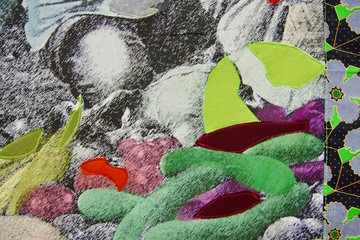 Patricia Kaersenhout
Food for Thought - Paulette Nardal, 2018
Collage of textiles, photographic print on cotton, beads, African fabric, felt
147 x 109 cm, unique (PI-3) (detail) - © the artist and Wilfried Lentz Rotterdam, Paris Internationale