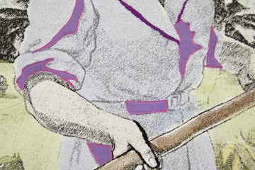 Patricia Kaersenhout
Food for Thought - Suzanne Césaire, 2018
128 x 105 cm, unique (PI-1) (detail)
Collage of textiles, photographic print on cotton, beads, African fabric, felt - © the artist and Wilfried Lentz Rotterdam, Paris Internationale