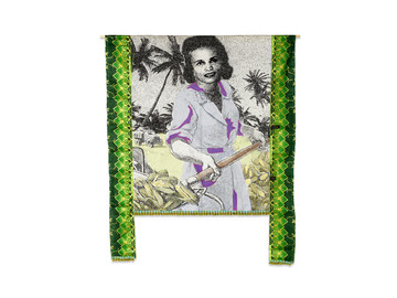 Patricia Kaersenhout
Food for Thought-Suzanne Césaire, 2018
128 x 105 cm, unique (PI-1 )
Collage of textiles, photographic print on cotton, beads, African fabric, felt - © the artist and Wilfried Lentz Rotterdam, Paris Internationale