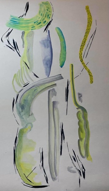 Salome Chigilashvili, Untitled, 2021, Thread, Watercolor on Paper, 170x100 cm - © Gallery Artbeat, Paris Internationale