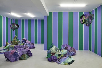 Exhibition view at Crisis, *In vastness of borrowed time (the taxing of a fruitful procession)*, on view until October 22, 2021 - © Juan Pablo Murrugarrra, Paris Internationale