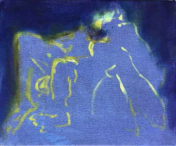Inner Song 1, 2021 Fabric dye and oil on canvas 25 x 30 cm. 25 x 30 cm. (framed) - © Paris Internationale