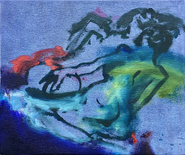 Inner Song 4, 2021 Fabric dye and oil on canvas 25 x 30 cm. - © Paris Internationale