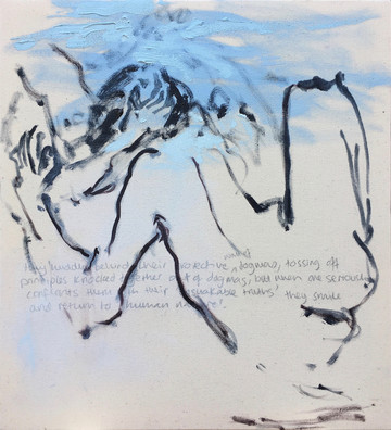 Seems Easy, But it&rsquo;s Rough 3, 2021 Oil and charcoal on canvas 50 x 45 cm. - © Paris Internationale