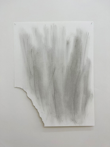<p style="font-size:10px">Charbel-joseph H. Boutros, 2021, But even dead can dance, Love., paper, ashes, 65 x 50 cm</p>
<p style="font-size:10px">Ashes coming from a burned paper are applied on that same paper.</p> - © Image courtesy of the artist and Grey Noise, Dubai., Paris Internationale