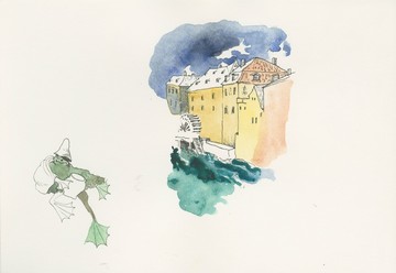 Merman and Grand Priory Mill on Čertovka River. From the project Louis Vuitton Travel Book Prague. - © Paris Internationale