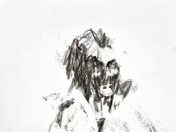 Mbaye Diop, Colobane (Baye Fall 02), 2021, Graphite and acetone image transfer on paper - © Paris Internationale