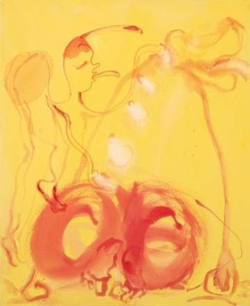 Andrea Éva Győri, Tongue with Transparent Body, 2019, ink and gouache on canvas, 110 x 90 cm. Photo: Robert Glas - © Photo: Robert Glas, Paris Internationale