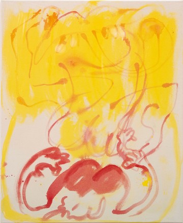 Andrea Éva Győri, Back with Light Nipples (2019), ink and gouache on canvas, 110 x 90 cm. Photo: Robert Glas - © Photo: Robert Glas, Paris Internationale