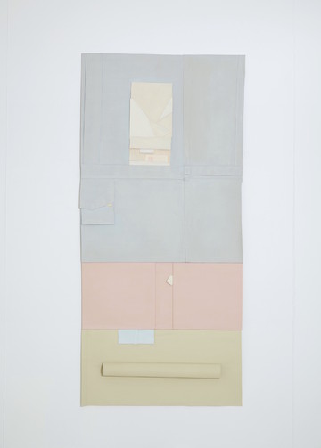 Departure, 2021, oil, gesso and thread on canvas 209 x 94  cm - © Image courtesy of the artist and Grey Noise, Dubai, Paris Internationale