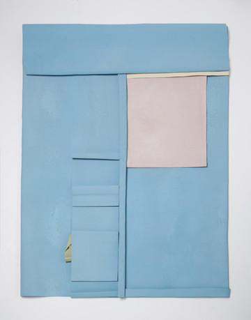 Untitled (#blue day), 2022, gesso, graphite and
thread on canvas, 110 x 90 cm - © Courtesy of the artist and Grey Noise, Dubai, Paris Internationale
