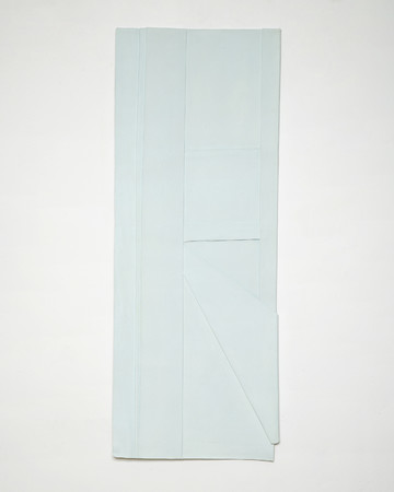 Untitled (#blue door), 2020, oil, gesso and thread on canvas, 130 x 48.5 cm - © Paris Internationale