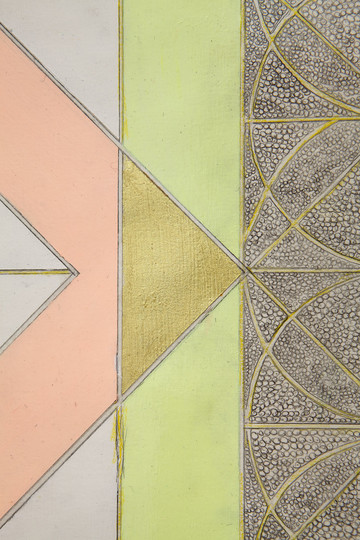 Pentimento [detail], 2022, Graphite on paper, acrylic paint, watercolor pencil, gold leaf , 130 x 106 cm - © Paris Internationale