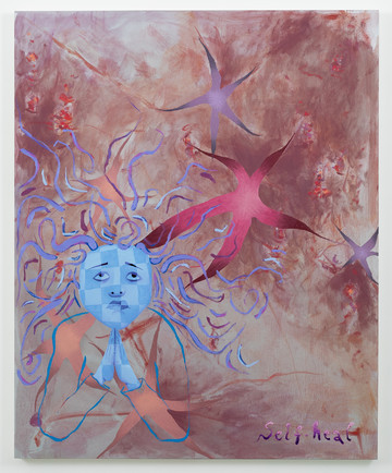 Self-Heal, Figure with Gridded Face, Stars, Flowers - © Paris Internationale