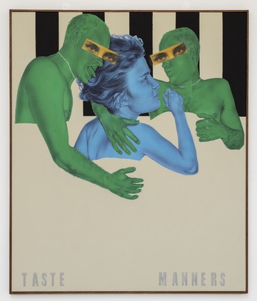 Zoe Barcza, Polycule Cringe, 2021
Acrylic, vinyl paint and collage on canvas, artist's frame. 121 x 101 cm - © Paris Internationale