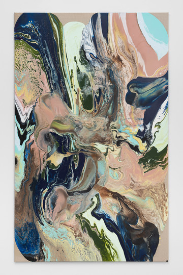 Tyra Tingleff, *Don’t judge my politeness*, 2023, Oil on raw linen, 210 × 130 × 2 cm, Photo by Marjorie Brunet Plaza - © The Artist and ChertL&uuml;dde, Berlin, Paris Internationale