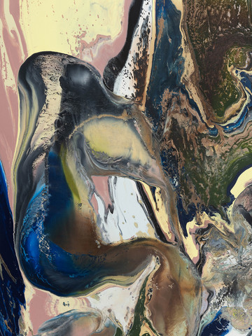 Tyra Tingleff, Detail of *I was late to the broken…*, 2023, Oil on raw linen, 210 × 130 × 2 cm - © The Artist and ChertL&uuml;dde, Berlin, Paris Internationale