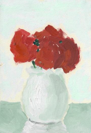 Red Flowers LI Shan, 1974. Oil on paper, 19.5 × 13.5 cm - © Courtesy of LI Shan and Don Gallery, Paris Internationale