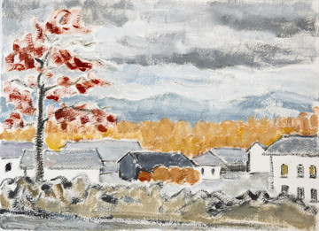 Leaves Turning Red (Dufftown, Scotland) , LI Shan, 2022. Oil on paper, 21.5 × 29.5 cm - © Courtesy of LI Shan and Don Gallery, Paris Internationale
