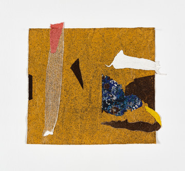Francis Offman, Untitled, 2022-2023
acrylic, ink, 100% cotton, coffee grounds, Bolognese plaster on cotton, 36 × 39,5 cm - © Courtesy the artist and P420, Bologna 
Photo credit Carlo Favero, Paris Internationale