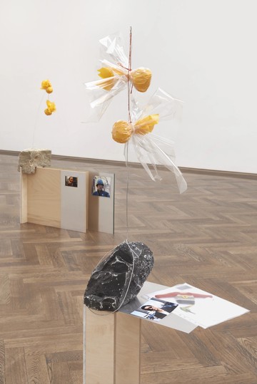 Phung-Tien Phan, front: *Takeshi*, back: *Nicolas*, both 2023, installation view, in: Phung-Tien Phan, *Kartoffel*, Kunsthalle Basel, 2023 - © Photo: Philipp H&auml;nger, Paris Internationale