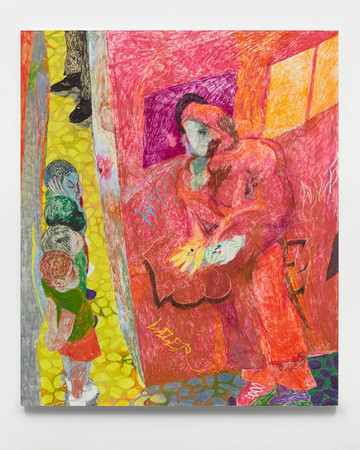 Henry Curchod Beginning of the end, 2023 Oil and charcoal on canvas 200 x 170 cm 78 3/4 x 66 7/8 in - © Courtesy of the Artist and Gallery Vacancy, Shanghai  
Photo: Ollie Hammick, Paris Internationale