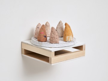 Jiieh G Hur, Where body how?, 2023, Reclaimed paper, glue, Pantone ink, acrylic paint and wood, 24x24x18cm - © ©Jiieh G Hur, courtesy Whistle, Paris Internationale