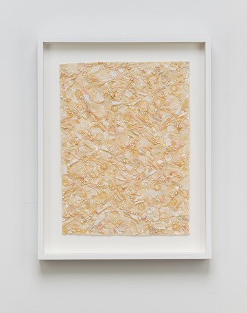 <div style="color:#ff00ff;">Bonnie Lucas<br>
Untitled, 1978-79<br>
assemblage on fabric<br>
11 x 8 1/2 inches</div> - © Paris Internationale