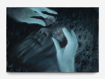 FU Liang_Escape from the Shadow of the Body_2024_Oil and mineral pigment on canvas_70 × 100 cm_LINSEED - © FU Liang, *Escape from the Shadow of the Body*, 2024, Oil and mineral pigment on canvas, 70 &times; 100 cm. &copy; FU Liang &ndash; Courtesy of the Artist and LINSEED, Paris Internationale