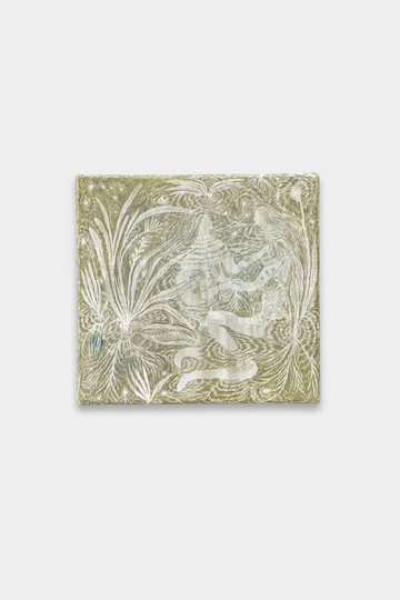 *Breath*, 2023
Panel, river sand, oyster shell lime, pigment, cement
35 × 35 × 4 cm
13 3/4 × 13 3/4 × 1 5/8 in - © Courtesy of the Artist and Gallery Vacancy, Paris Internationale