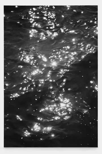 Alexandre Zhu, Hadal (13), 2024, charcoal on canvas, 195 × 130 cm - © Courtesy of the Artist and Gallery Vacancy, Paris Internationale