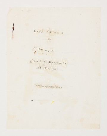 "Title page of de Sade's 'Les crimes de l'amour" clipped from the first pages of William Bennett's 'Book of Virtues'" - © Paris Internationale