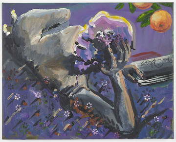 Milly Thompson
Lilac haired woman with oranges, 2016
Oil on canvas
41 x 51 cm - © Courtesy : Estate of Milly Thompson and Amanda Wilkinson, London, Paris Internationale