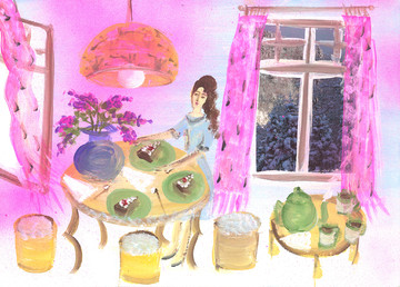 Nato Sirbiladze, Happy Birthday, 2024, Collage, Gouache on Cardboard, 25x35 cm - © Gallery Artbeat, Nato Sirbiladze, Paris Internationale