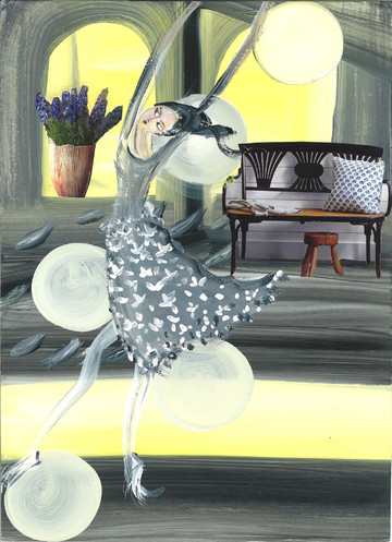 Nato Sirbiladze, Ballerina in the Interior, 2021, Collage, Gouache on Cardboard, 35x25 cm - © Gallery Artbeat, Nato Sirbiladze, Paris Internationale