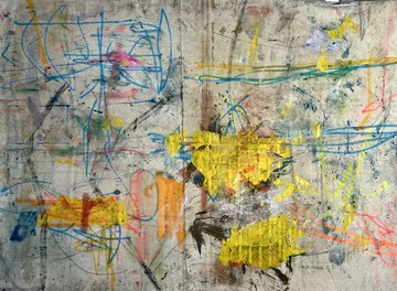 Beso Uznadze, Untitled, 2025, Graphite, Acrylic, Flashe, Oil, Spray Paint and Mixed Media on Canvas, 168x226 cm - © Gallery Artbeat, Beso Uznadze, Paris Internationale