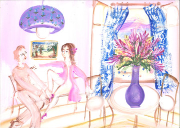 Nato Sirbiladze, Love Story, 2023, Gouache on Cardboard, 25x35 cm - © Gallery Artbeat, Beso Uznadze, Paris Internationale