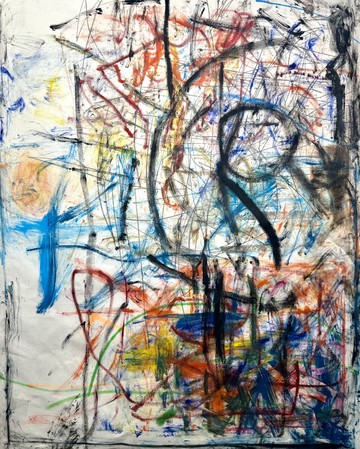 Beso Uznadze, Untitled, 2025, Graphite, Acrylic, Flashe, Oil, Spray Paint and Mixed Media on Canvas, 200x166 cm - © Gallery Artbeat, Beso Uznadze, Paris Internationale