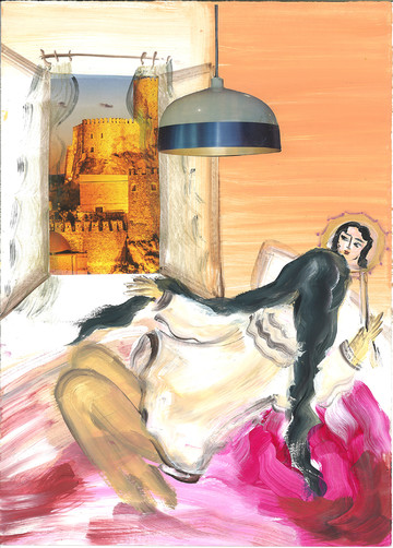 Nato Sirbiladze, A Woman in the Mirror, 2021, Collage, Acrylic on Cardboard, 35x25 cm - © Gallery Artbeat, Nato Sirbiladze, Paris Internationale