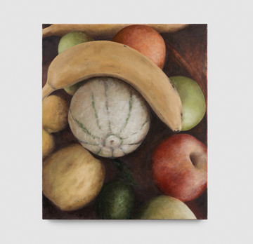 Kleine Obstlandschaft
2024
Oil and acrylic on canvas
63 x 53 cm / 24.8 x 28.9 in - © Images courtesy the artist and Bel Ami, Los Angeles. Photo by Jack Elliot Edward., Paris Internationale