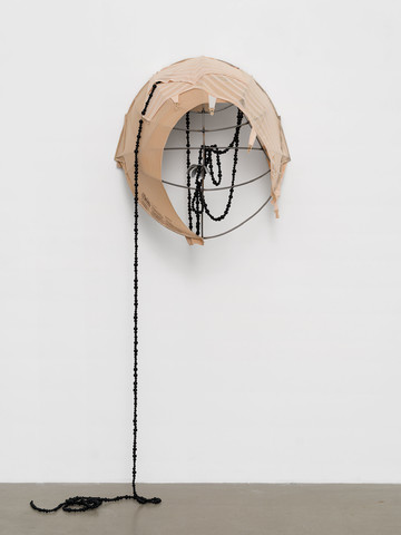 Garance Früh
*As young as you feel*, 2025
Varnished steel, aluminum, silicone beads, glass bead, textile, plastic, enameled ceramic
84 × 67 × 40 cm - © Courtesy the Artist and Ciaccia Levi, Paris - Milan, Paris Internationale