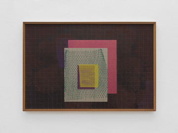 *Polish (Scar)-1*, ZHANG Ruyi, 2025. Wood panel, aluminum panel, sandpaper, UV print, oil-
based marker, colored tissue paper, nylon mesh, colored pencil, colored cardstock,
grey board, colored carbon paper, silkscreen printing, copper wire, museum quality non-reflective acrylic, teak frame, 122 × 82 × 4.6 cm (with frame) - © Courtesy the artist and Don Gallery, Paris Internationale