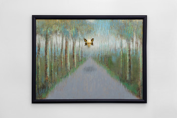 Nicolas Ceccaldi
*Les cris prolongé de la douleur la plus poignante*
2016
Acrylic on canvas, spider monkey skull, butterfly wings, wood frame
39.17 x 51.18 x 1.18 inches
99.5 x 130 x 3 cm - © Courtesy of the Artist and Gaga, Mexico City, Paris Internationale